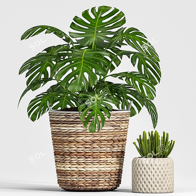 Elegant Greenery Collection: 128-Piece Plant Set 3D model image 2