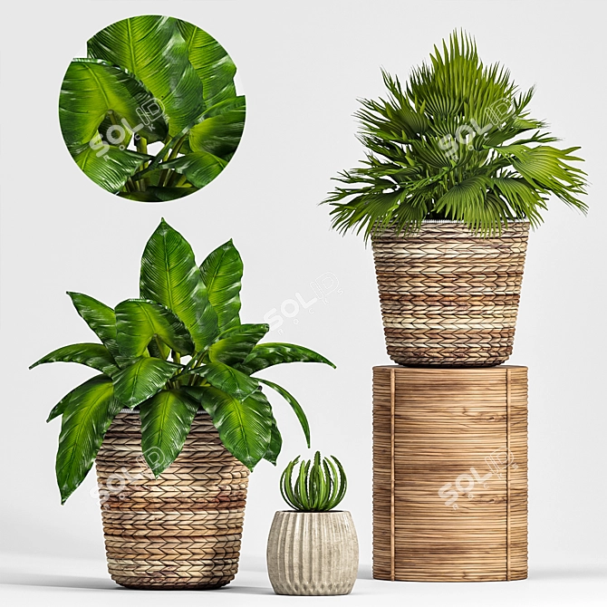 Elegant Greenery Collection: 128-Piece Plant Set 3D model image 3