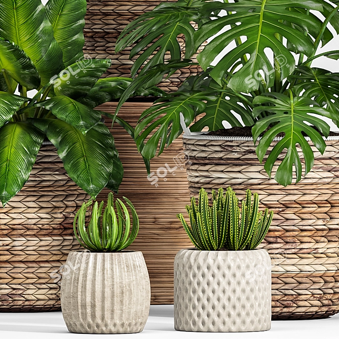 Elegant Greenery Collection: 128-Piece Plant Set 3D model image 4