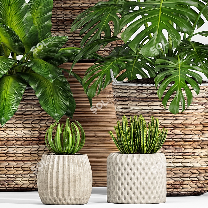 Elegant Greenery Collection: 128-Piece Plant Set 3D model image 9