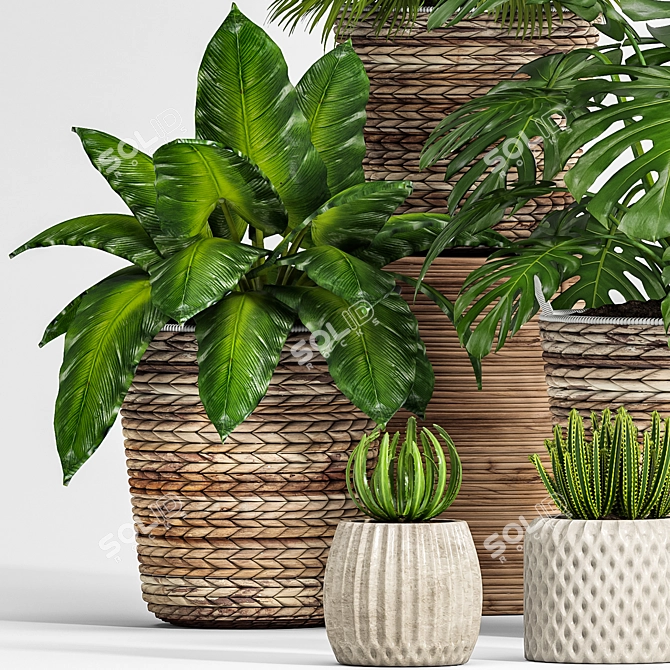 Elegant Greenery Collection: 128-Piece Plant Set 3D model image 10