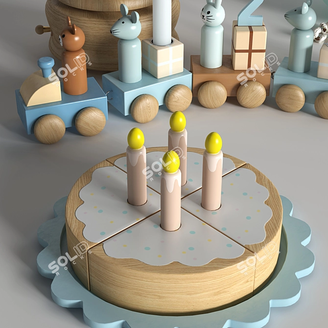 Celebration Toy Set: Train, Cake & Carousel 3D model image 2