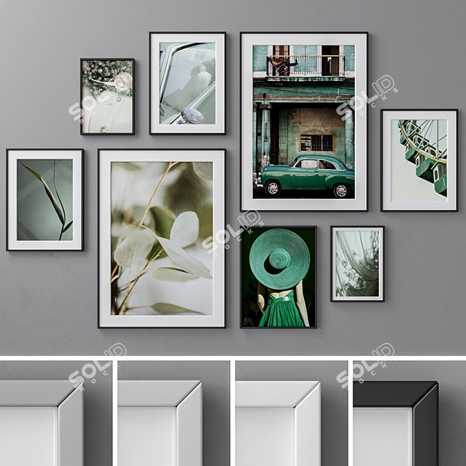 Abstract Modern Art Frames Set 3D model image 1