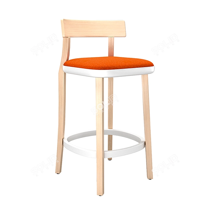 Rustic Folk Stool 3D model image 2