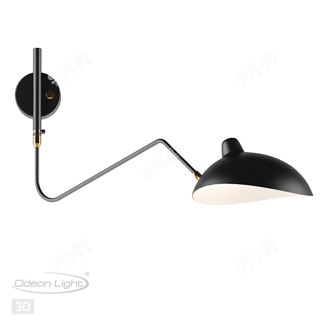 Odeon Kerbi Wall Light: Black/Gold, 1x40W E27, Stylish Design 3D model image 1