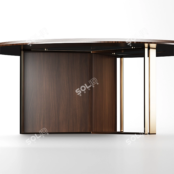 Luxurious Howard Oak Center Table with Smoked Glass and Brushed Brass Finish 3D model image 2