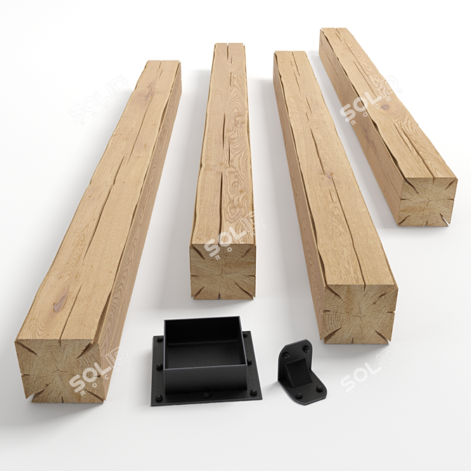 Wooden Beam Kit | 200x200x2660 mm | Vray Render 3D model image 2