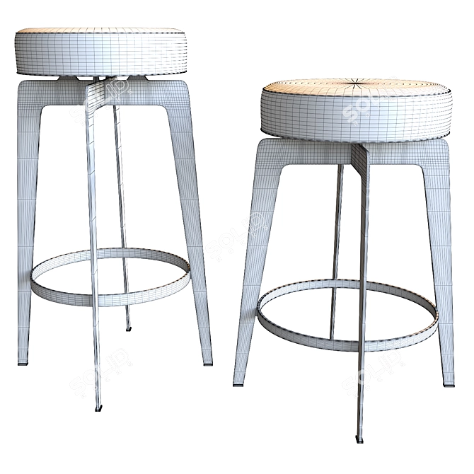 Hayden Brown Round Counter Stool 3D model image 3