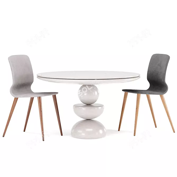 Marble Dining Set: Stylish & Elegant 3D model image 1