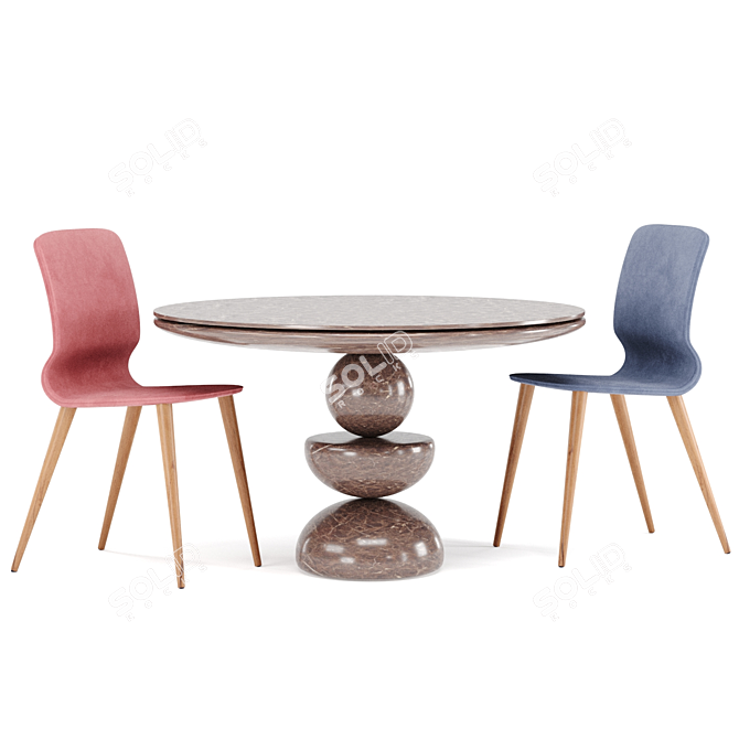 Marble Dining Set: Stylish & Elegant 3D model image 2