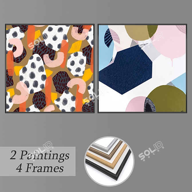 Modern Wall Art Set with Multiple Frame Options 3D model image 1