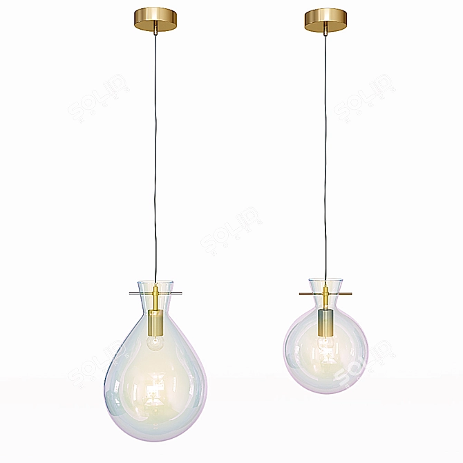 Pearlescent Glass Pendant Lighting 3D model image 2