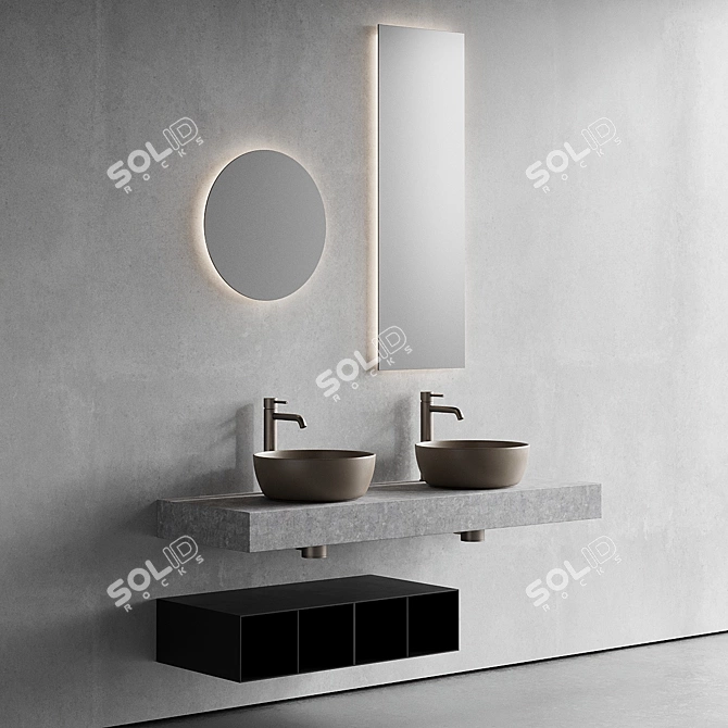 Concrete Vanity Unit Set | Scarabeo TopLine 3D model image 2