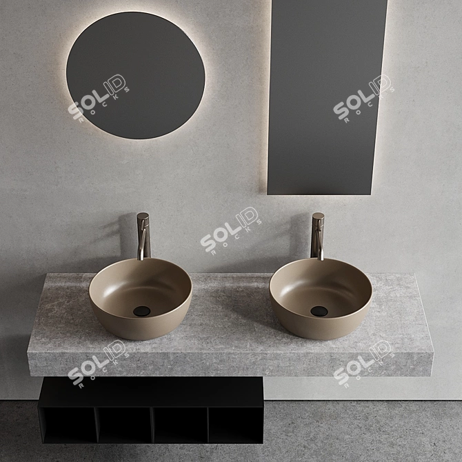 Concrete Vanity Unit Set | Scarabeo TopLine 3D model image 3