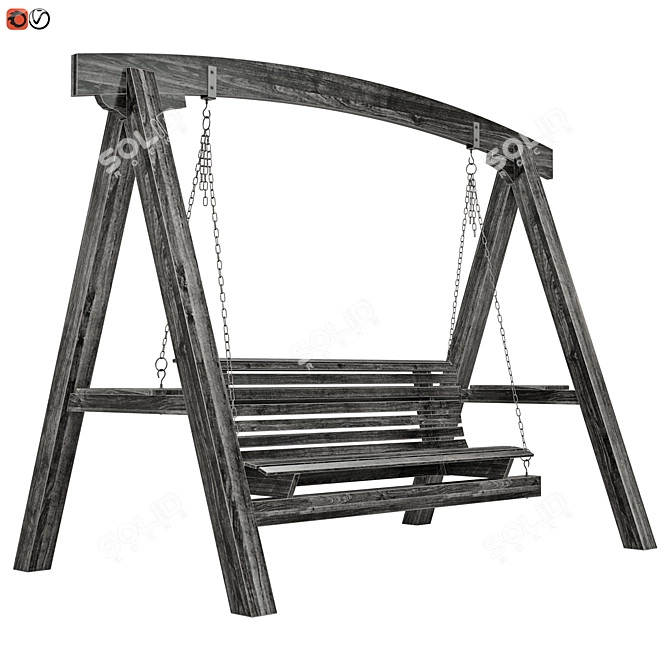 Wooden Garden Swing 3D model image 1