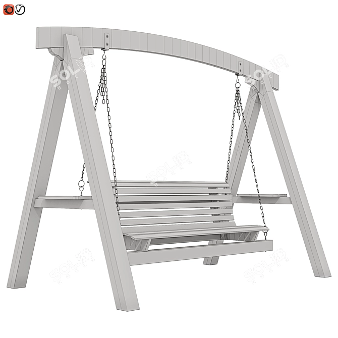 Wooden Garden Swing 3D model image 3