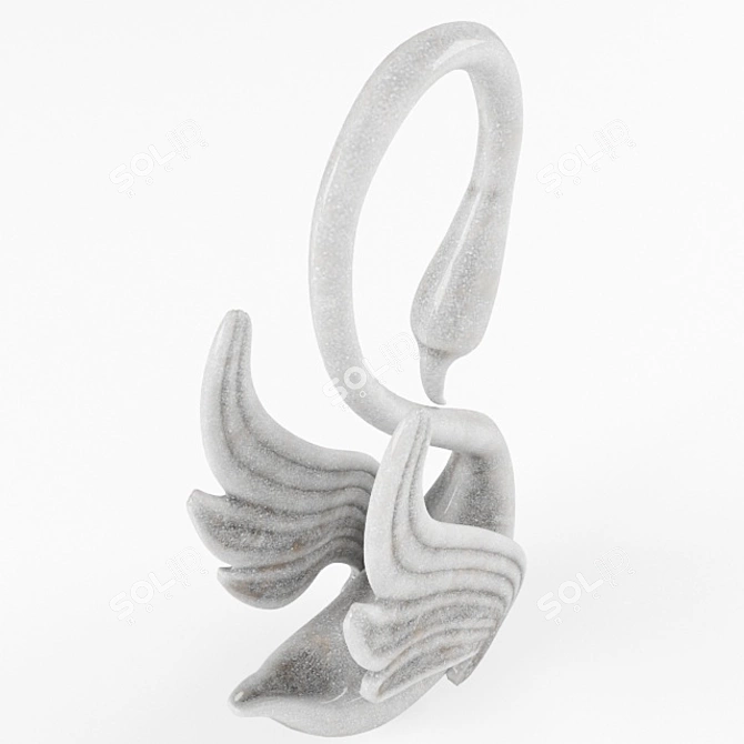 Graceful Swan Sculpture Decor 3D model image 2