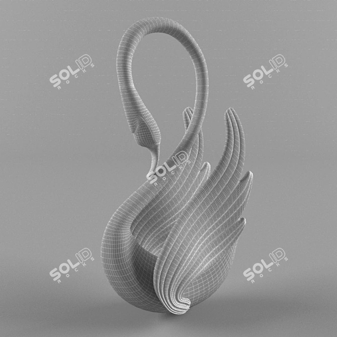Graceful Swan Sculpture Decor 3D model image 3