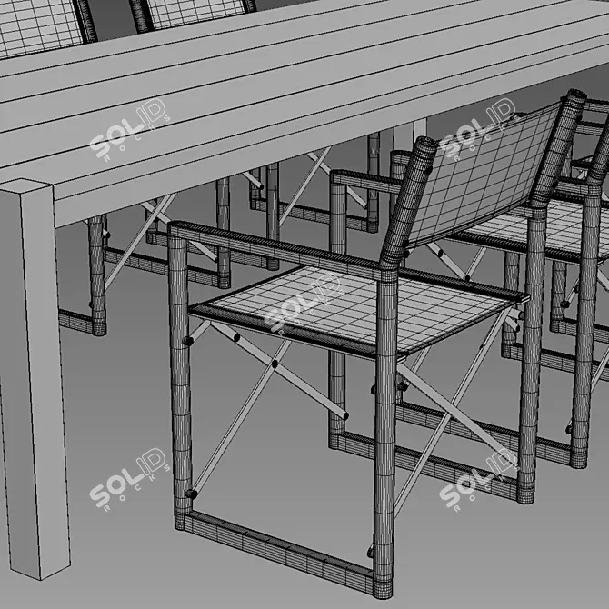 Teak Outdoor Director's Armchair 3D model image 3