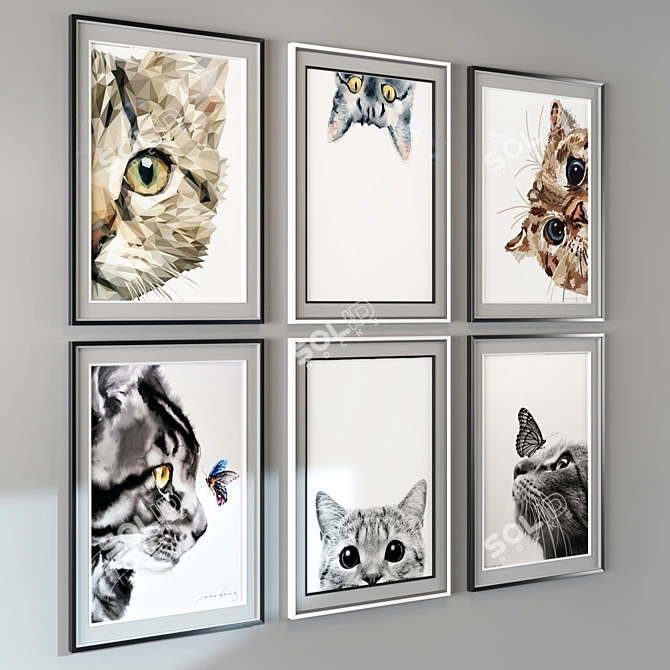 Animal-Inspired Art Frame: 6 Frames, 2 Colors, 50x70cm 3D model image 2