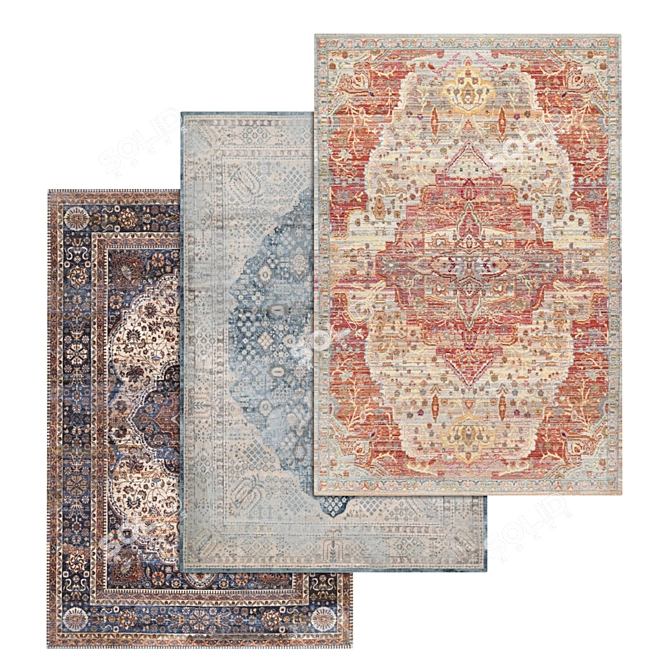 Title: Luxury Rug Set - Versatile Textures 3D model image 1