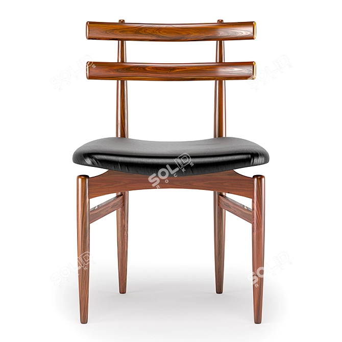 Vintage Danish Rosewood Dining Chair 3D model image 3