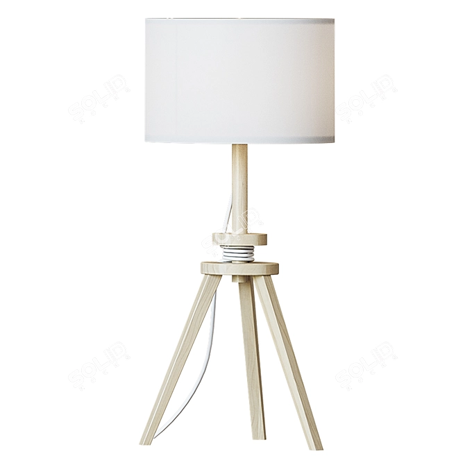 Modern Oak and White Table Lamp 3D model image 2