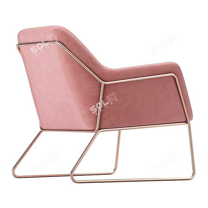 Blush Velvet Frame Armchair 3D model image 2