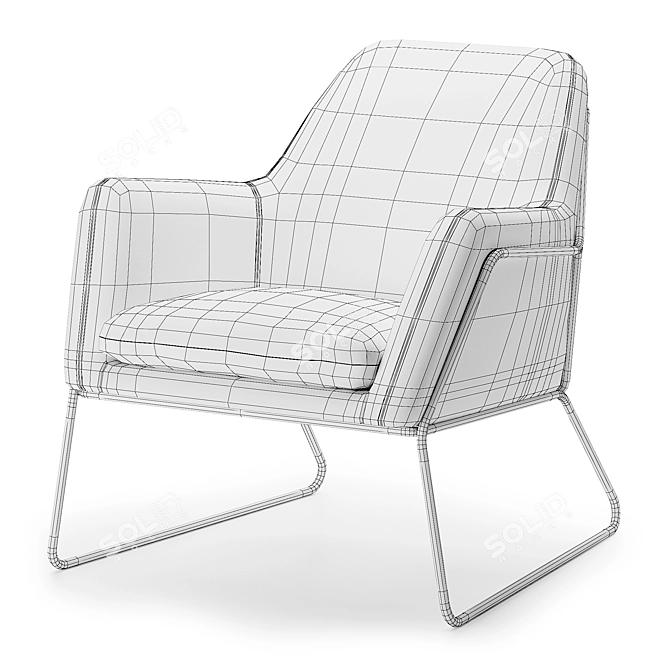 Blush Velvet Frame Armchair 3D model image 4