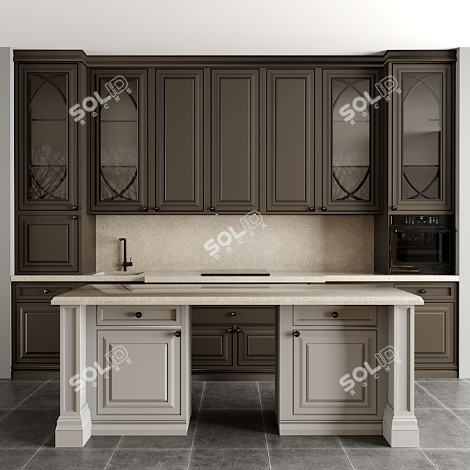 Modern Kitchen Set: 3D Model 3D model image 1