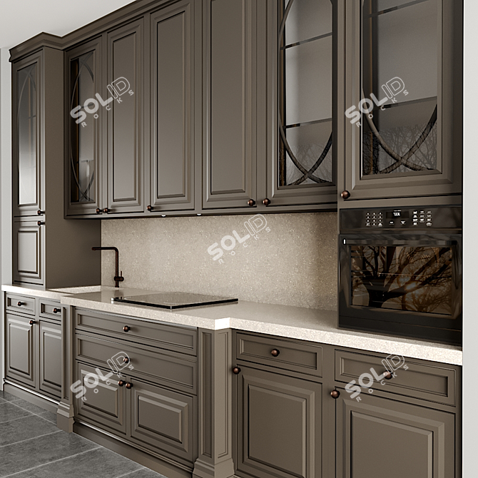 Modern Kitchen Set: 3D Model 3D model image 2