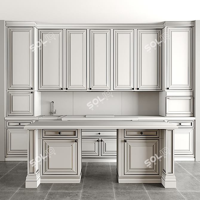 Modern Kitchen Set: 3D Model 3D model image 5