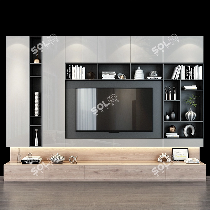 Stylish TV Shelf 0235 3D model image 1