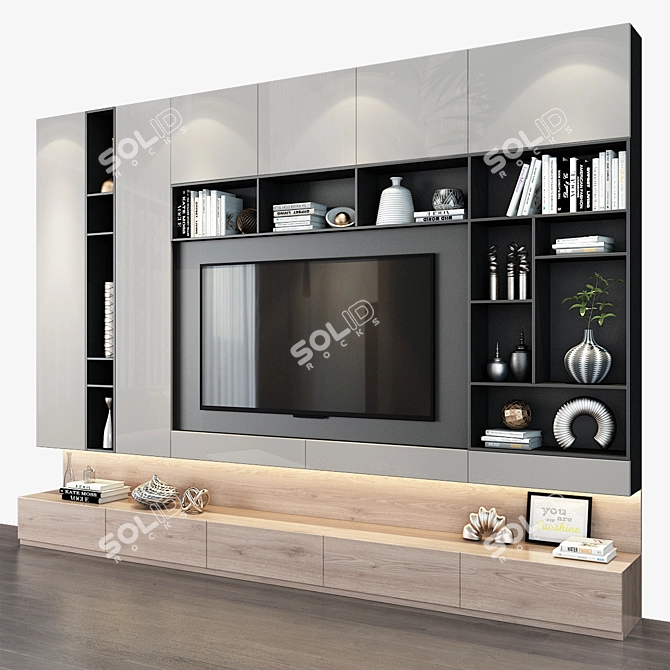 Stylish TV Shelf 0235 3D model image 2