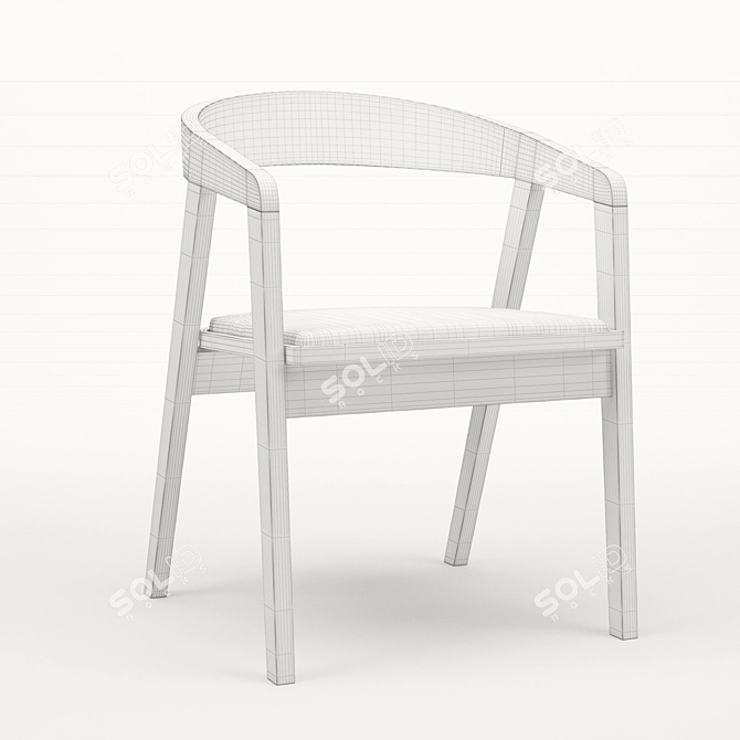 Elegant Solid Wood Dining Chair 3D model image 5