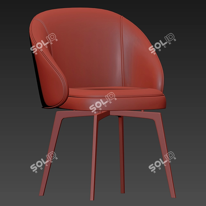 Elegant Beige Chenille Armchair 3D model image 4