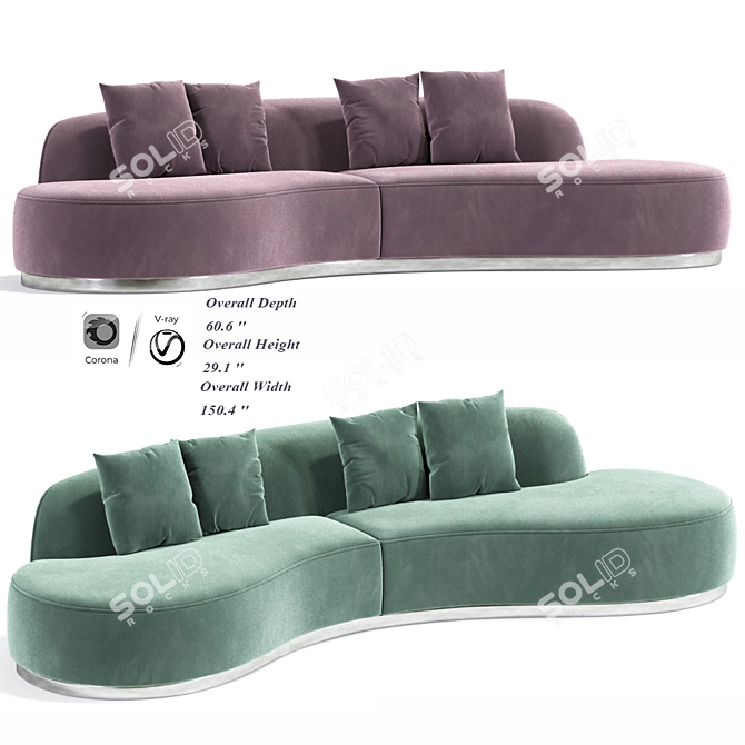 Elegant Simona Curved Sofa 3D model image 1