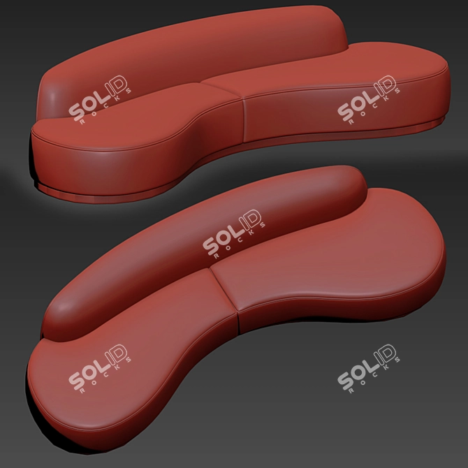 Elegant Simona Curved Sofa 3D model image 2