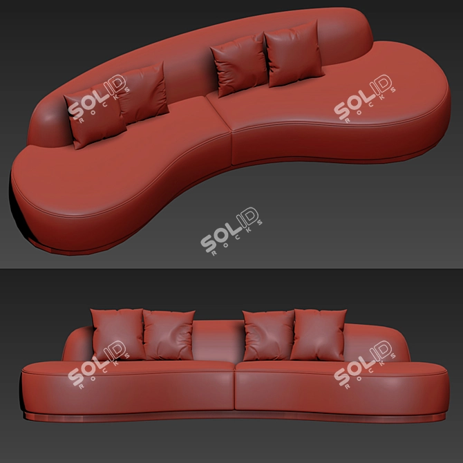 Elegant Simona Curved Sofa 3D model image 3