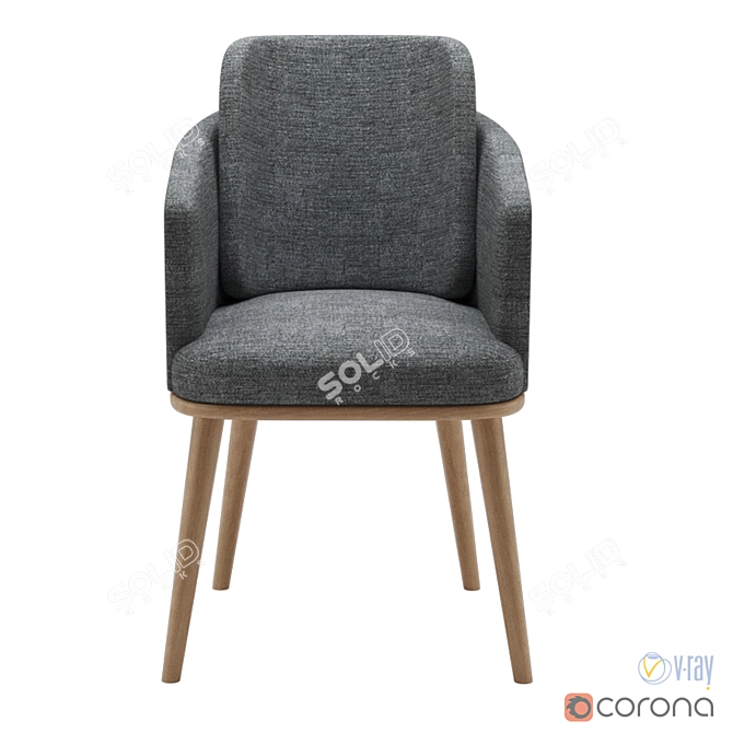 Elegant Porto 242T Dining Chair 3D model image 3