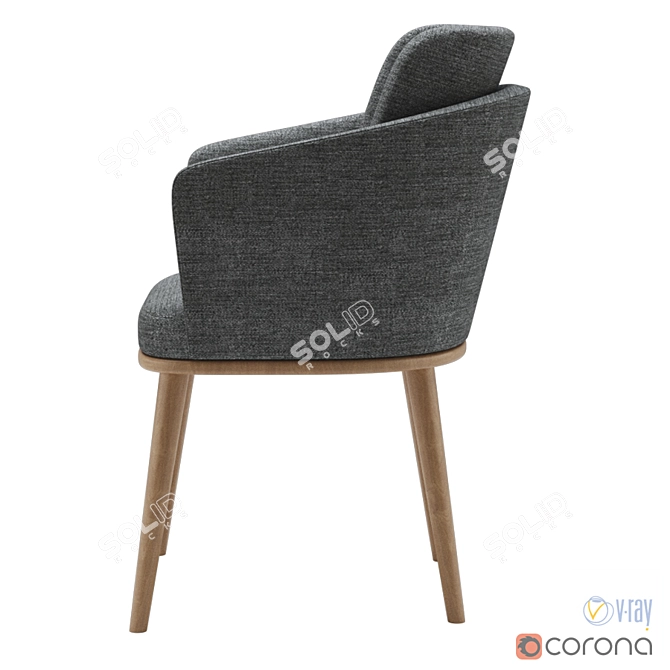 Elegant Porto 242T Dining Chair 3D model image 4