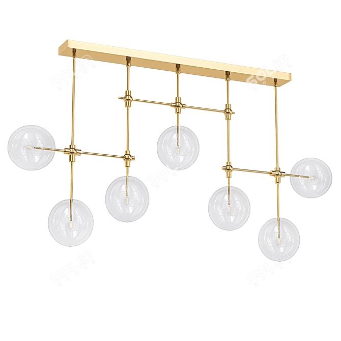 Glamorous Brass Pendant Light 3D model image 1