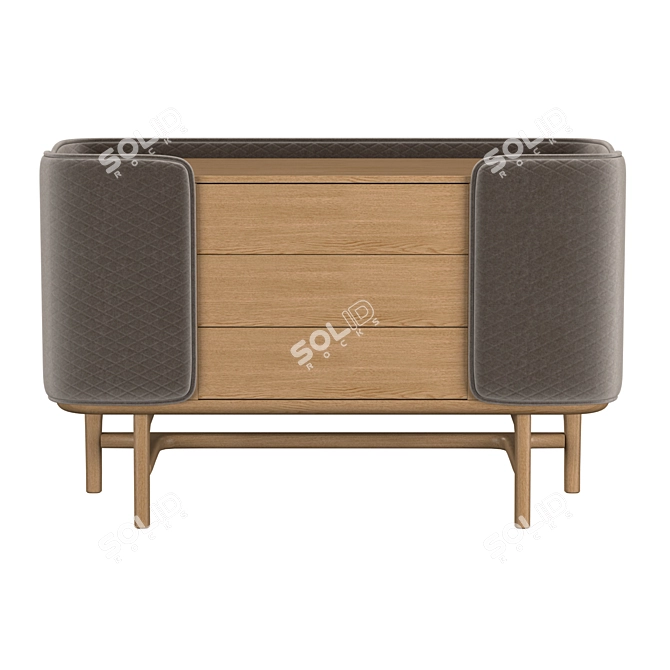 Elegant Velvet Round Oak Comoda 3D model image 2