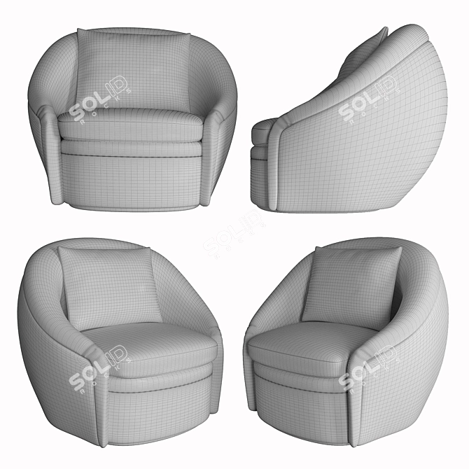 Luxury Velvet Swivel Chair 3D model image 2