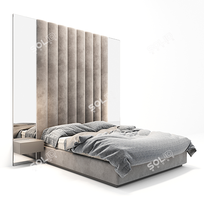 Sleek Gray Bed 2016 3D model image 1