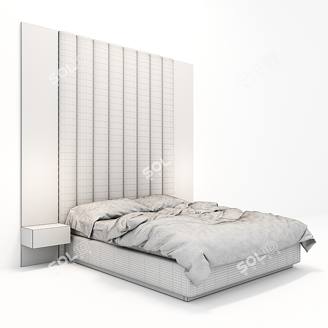 Sleek Gray Bed 2016 3D model image 2