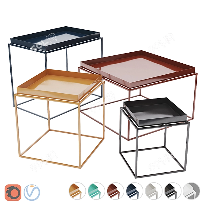 Versatile Multicolor Tray Tables 3D model image 1