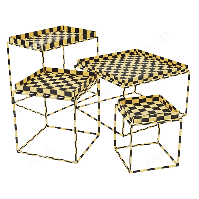 Versatile Multicolor Tray Tables 3D model image 3