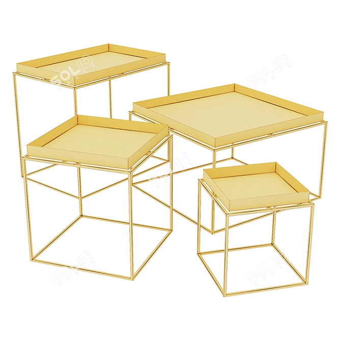 Versatile Multicolor Tray Tables 3D model image 4