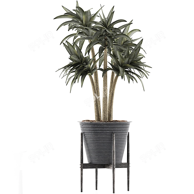 Title: Vibrant Desert Plant in Metal Pot 3D model image 2